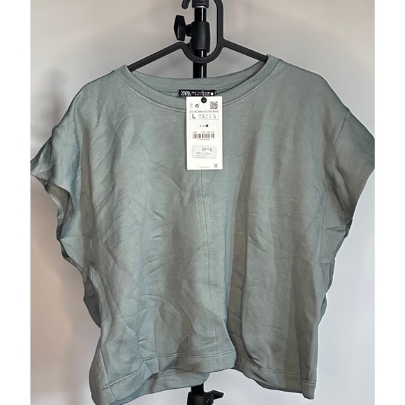 ZARA CROP grey green color. Brand New - Picture 1 of 3